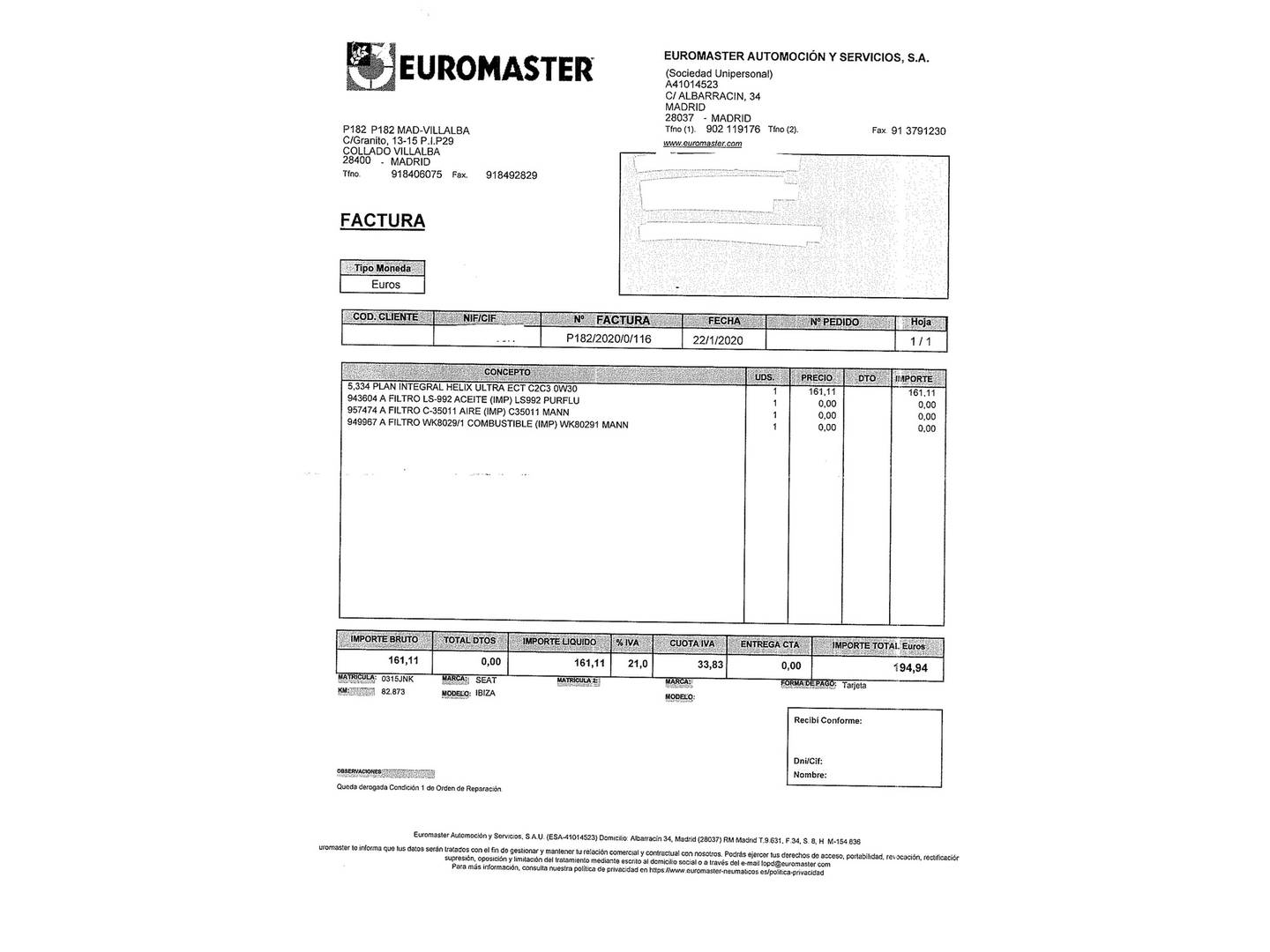 Foto del mantenimiento del Seat Ibiza Seat Ibiza 1.4 TDI Style Connect (90 CV)