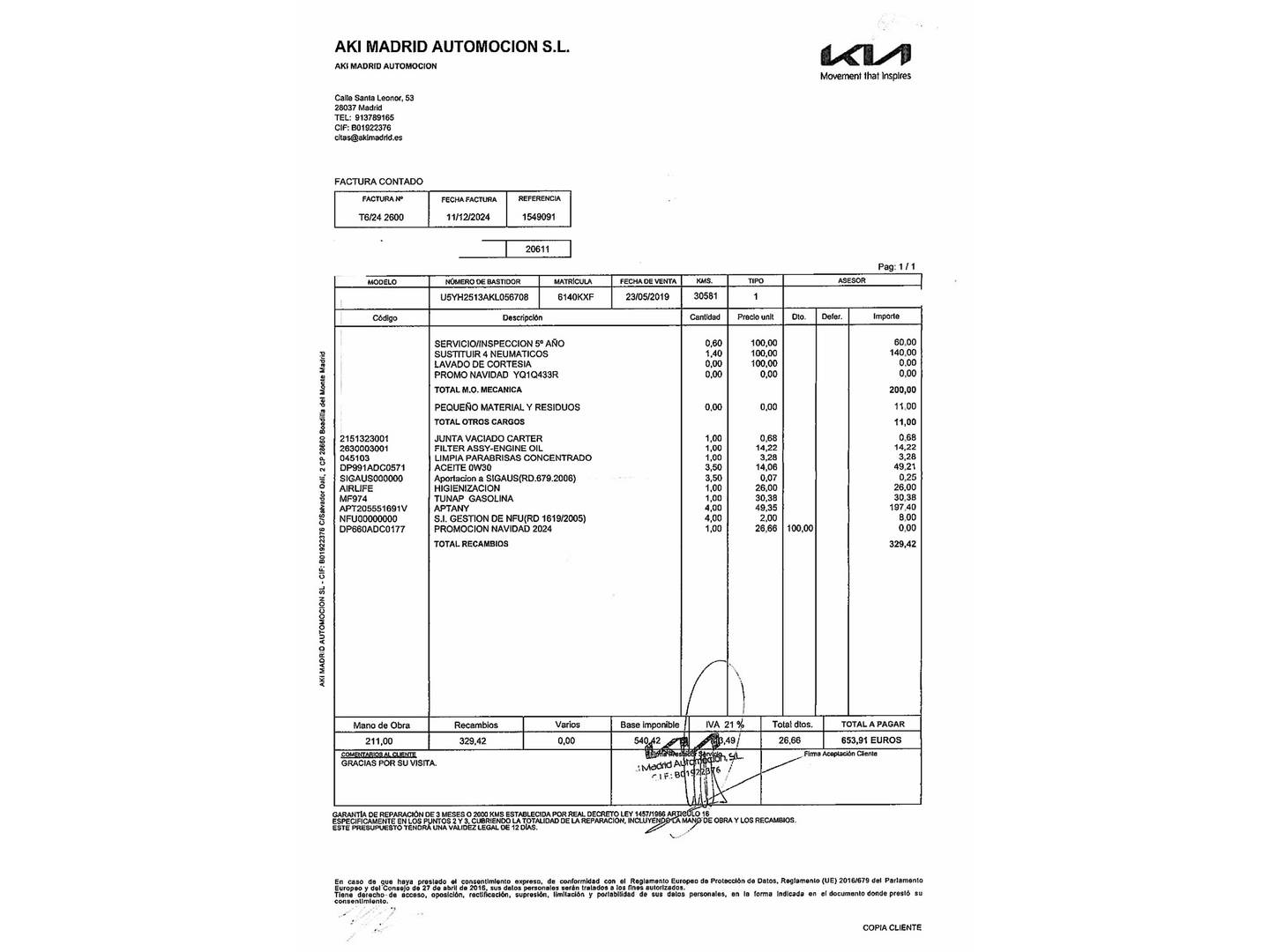 Foto del mantenimiento del KIA Ceed Kia Ceed 1.4 CVVT Drive (100 CV)