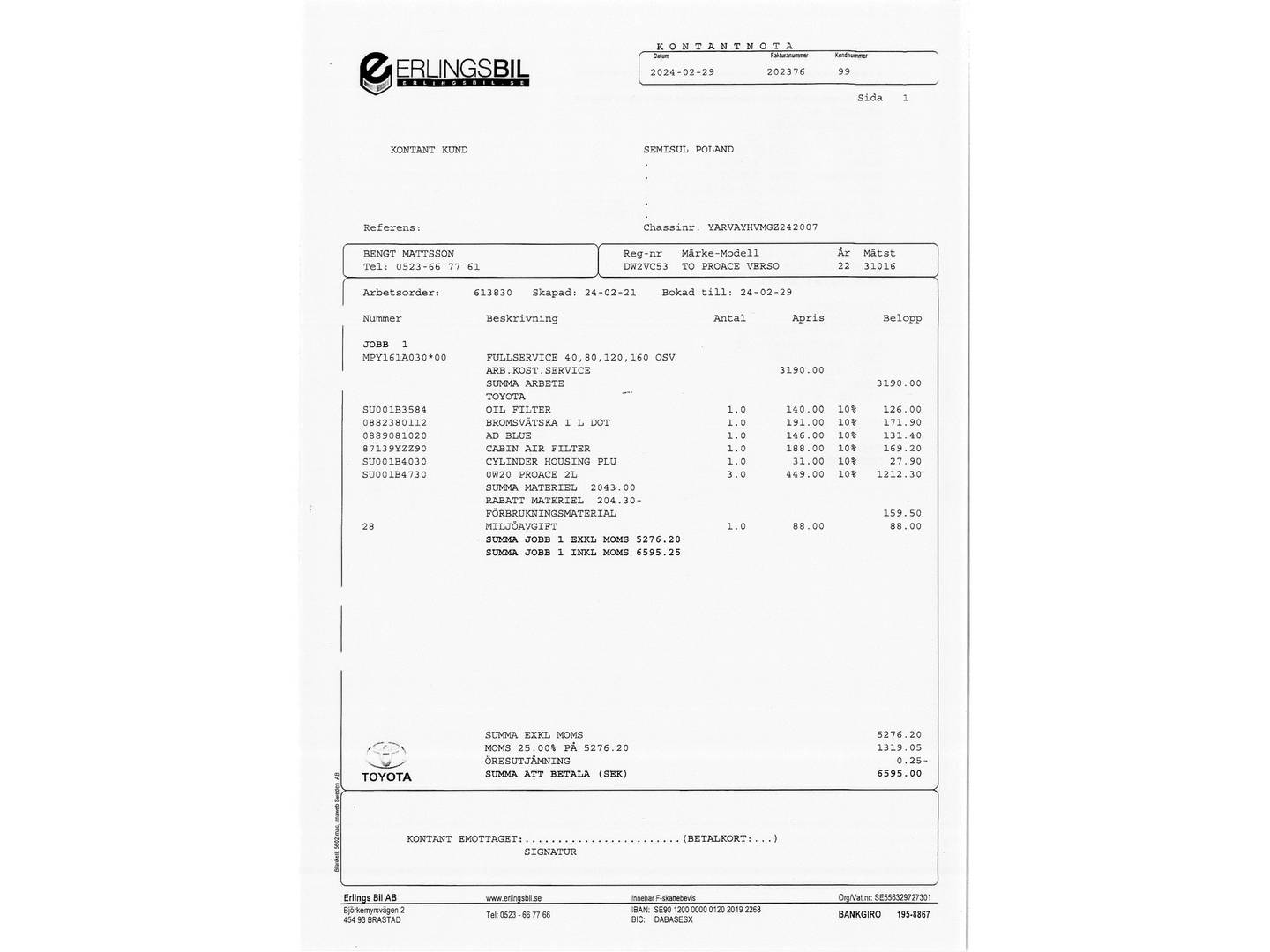 Foto del mantenimiento del Toyota Proace Verso Toyota Proace Verso 1.5D Shuttle VX L2 (120 CV) 9 Plazas