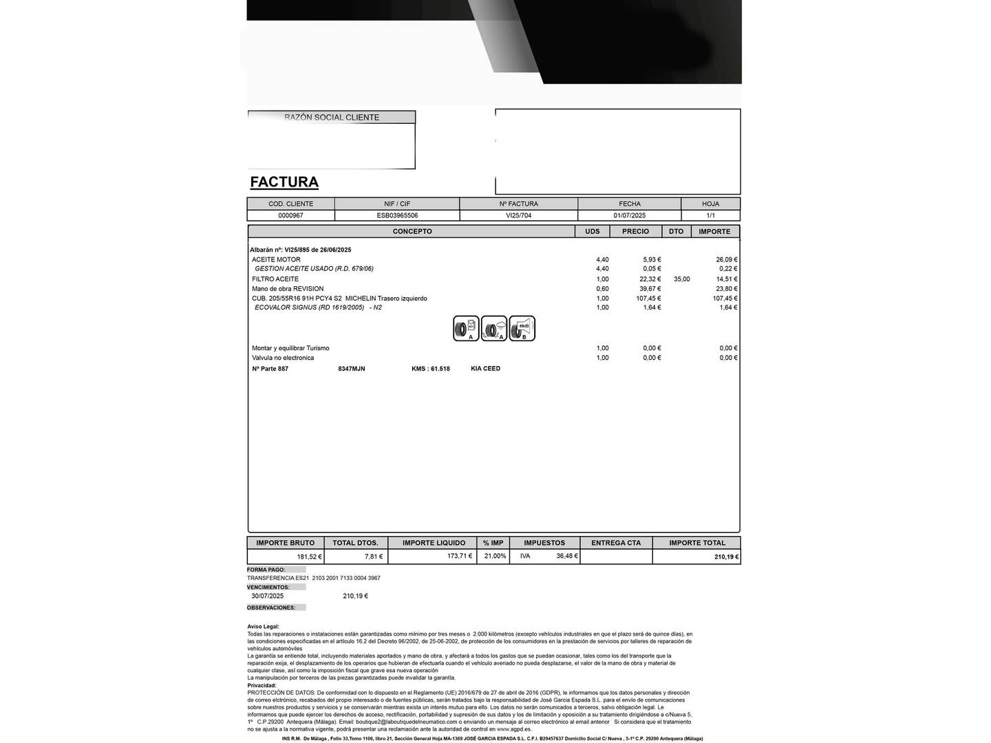 Foto del mantenimiento del KIA Ceed KIA Ceed 1.6 MHEV iMT Drive (136 CV)