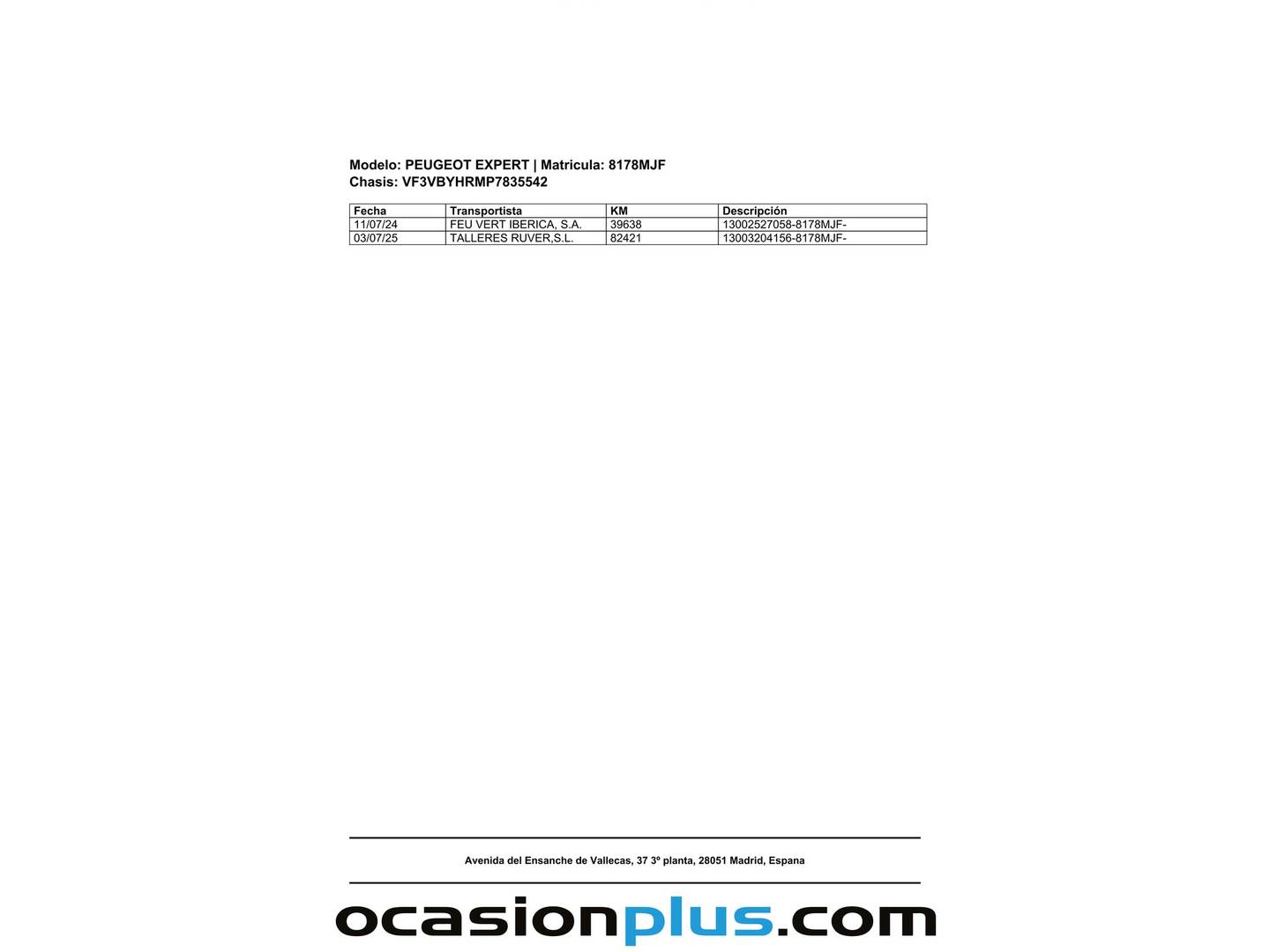 Foto del mantenimiento del Peugeot Expert Peugeot Expert Furgon BlueHDi 100 Standard (102 CV)