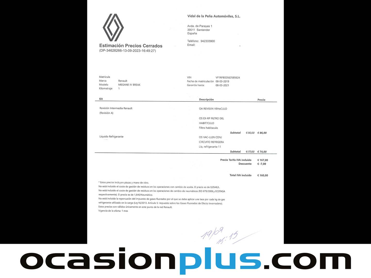 Foto del mantenimiento del Renault Mégane Renault Megane Sport Tourer Zen TCe  (140 CV) GPF EDC