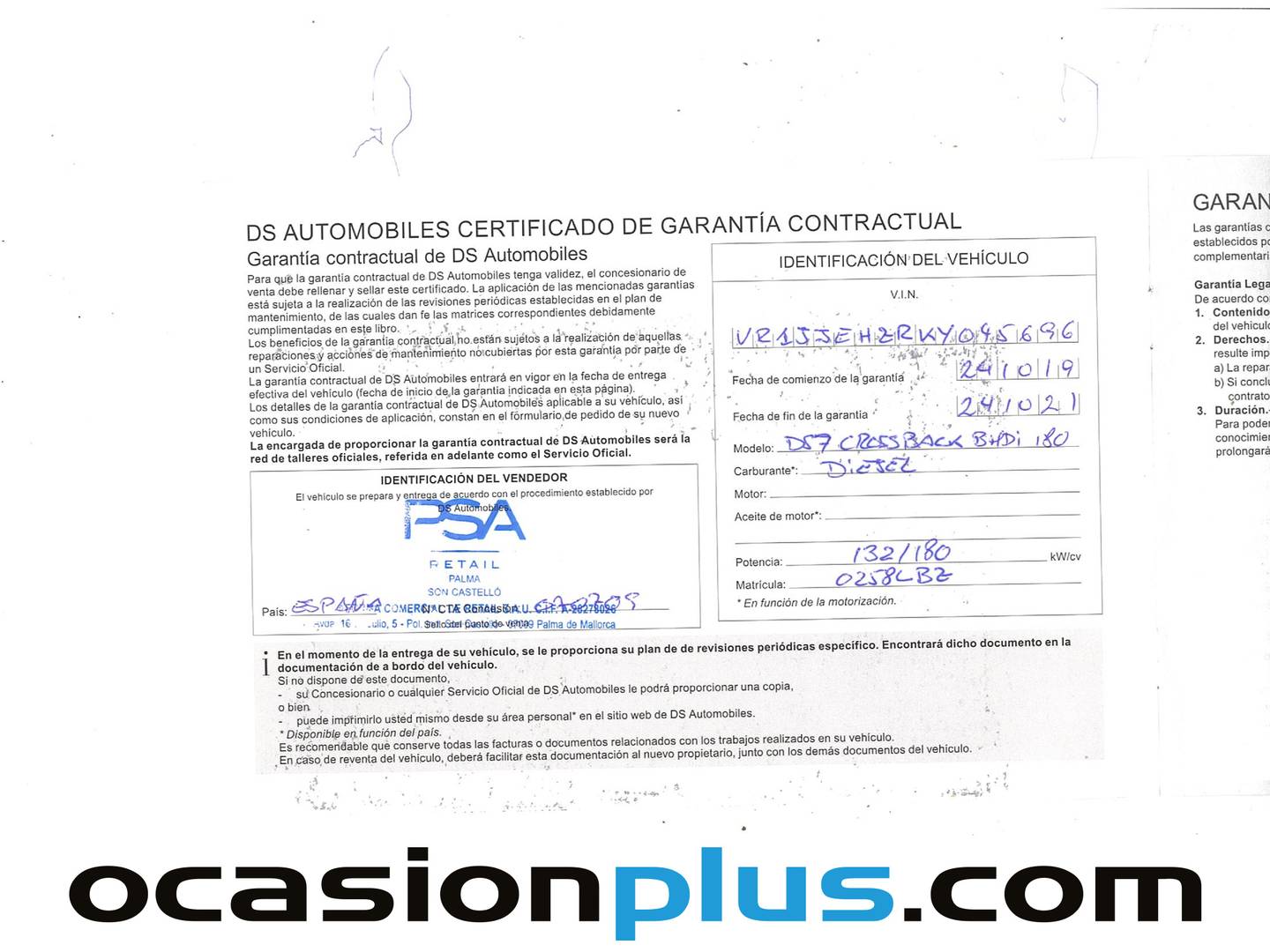 Foto del mantenimiento del DS DS 7 Crossback DS DS7 Crossback BlueHDi 180 Grand Chic Auto (180 CV)