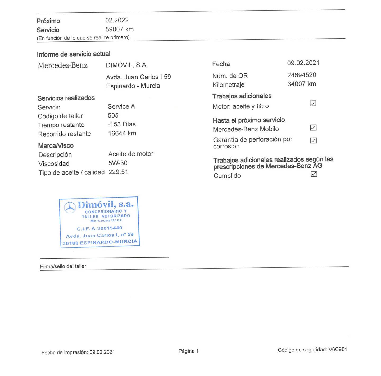 Foto del mantenimiento del Mercedes Clase A Mercedes Clase A 200 d (136 CV) Pack AMG