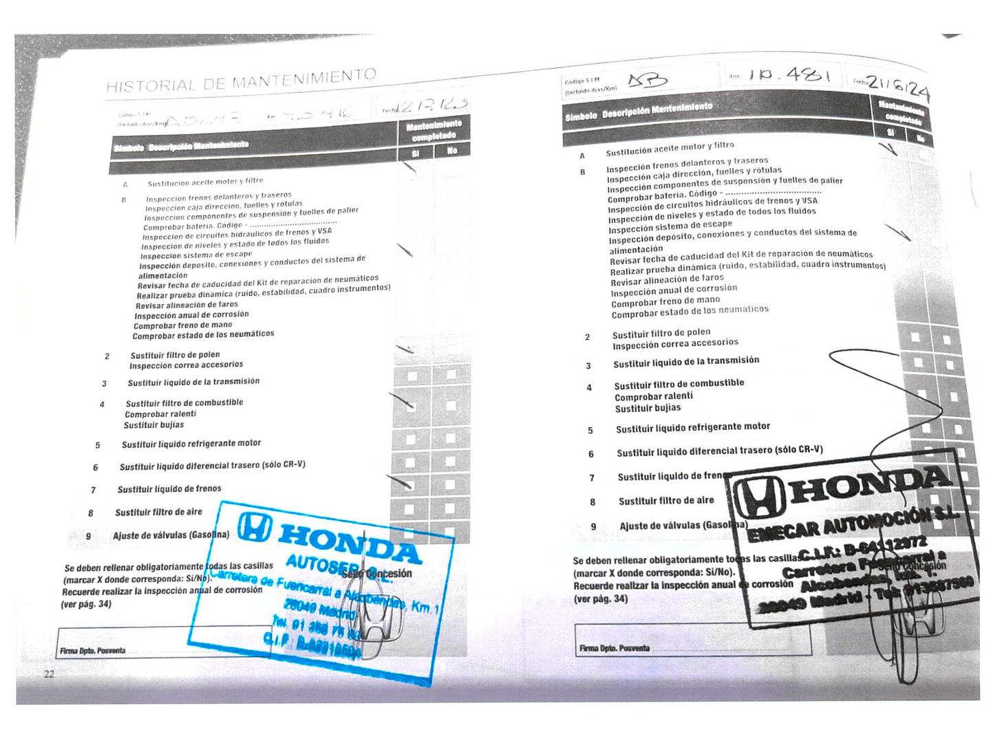 Foto del mantenimiento del Honda CR-V Honda CR-V 1.6 I-DTEC 4x2 Lifest Nav (120 CV)