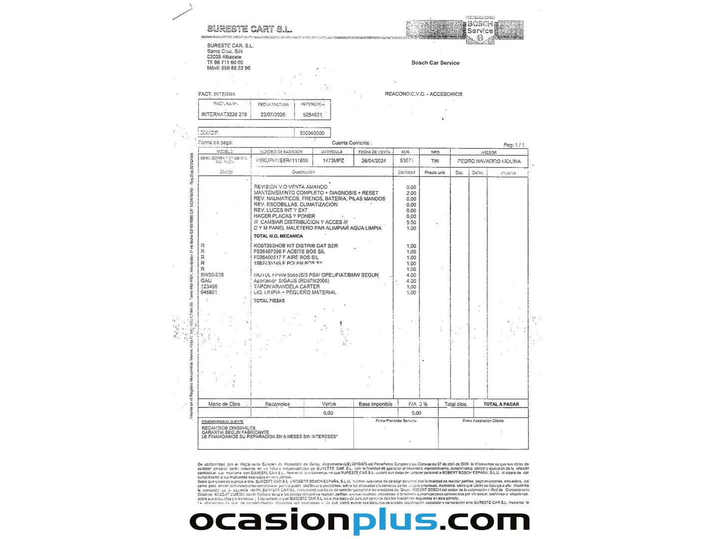 Foto del mantenimiento del Opel Corsa Opel Corsa 1.2 T XHL GS (100 CV)