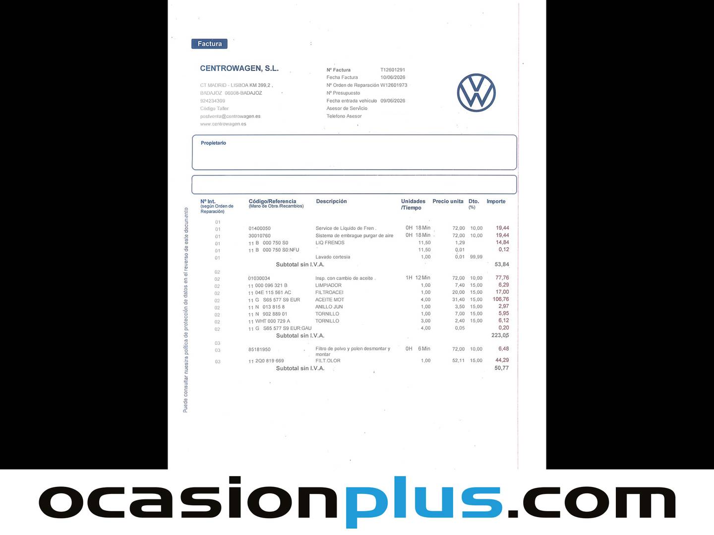 Foto del mantenimiento del Volkswagen T-Cross Volkswagen T-Cross ``Más`` 1.0 TSI  (116 CV)