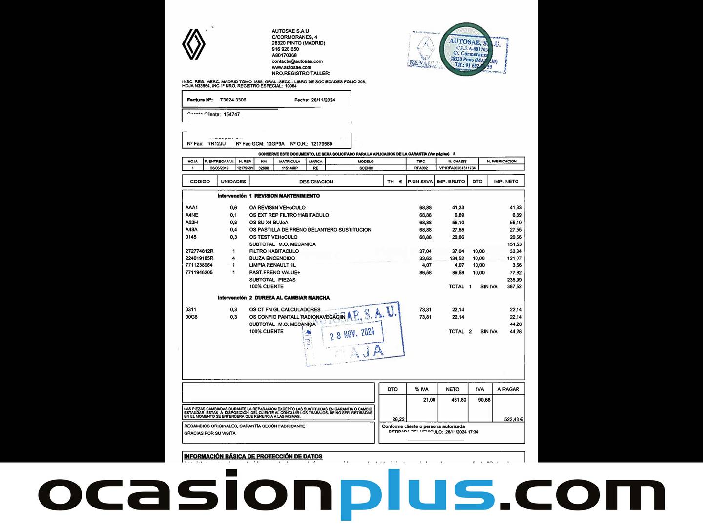Foto del mantenimiento del Renault Scénic Renault Scenic Limited Energy TCe (140 CV) EDC