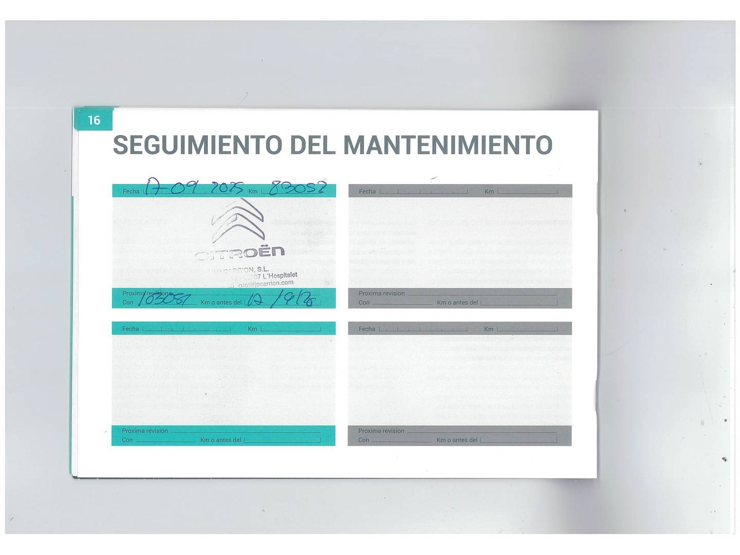 Foto del mantenimiento del Citroën Berlingo Citroën Berlingo BlueHDi 100 S&S Talla M Shine (102 CV)