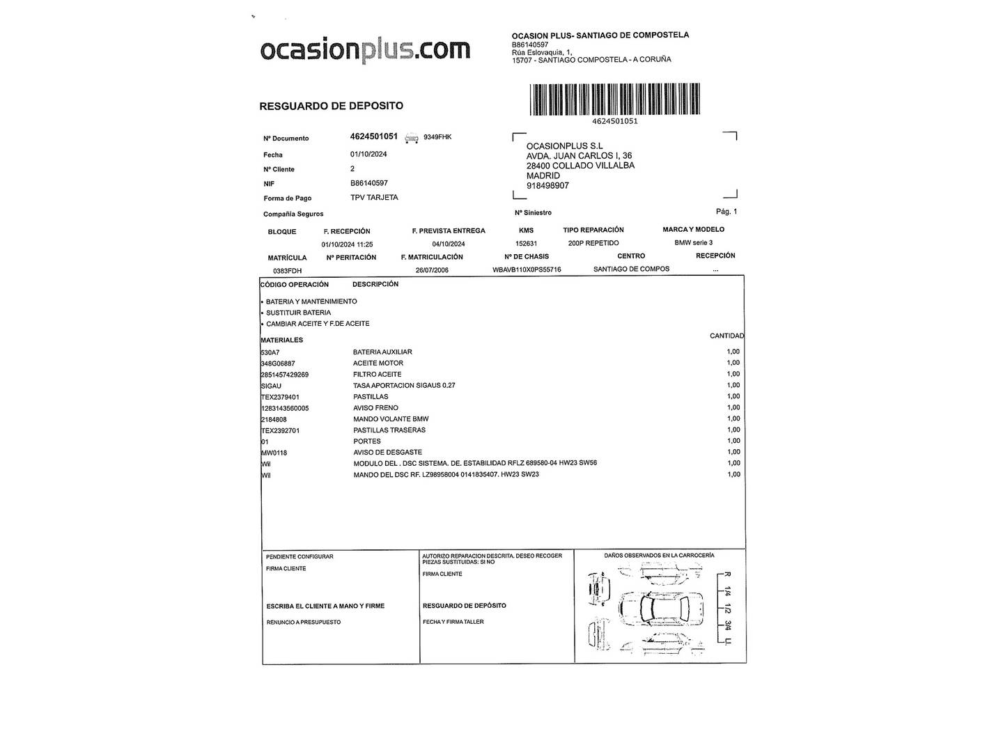Foto del mantenimiento del BMW Serie 3 BMW Serie 3 325i (218 CV)