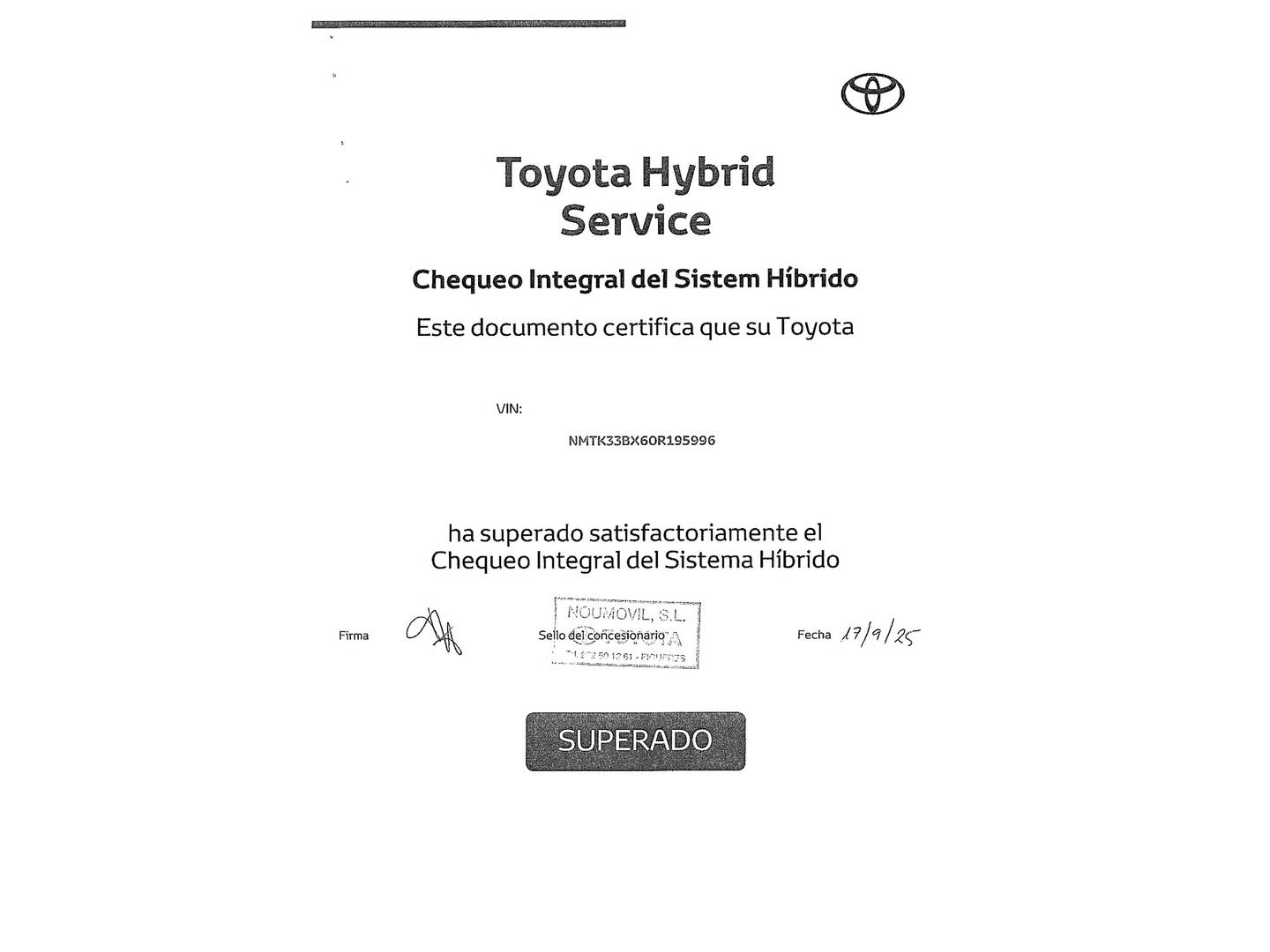 Foto del mantenimiento del Toyota C-HR Toyota C-HR 1.8 125H Advance (122 CV)