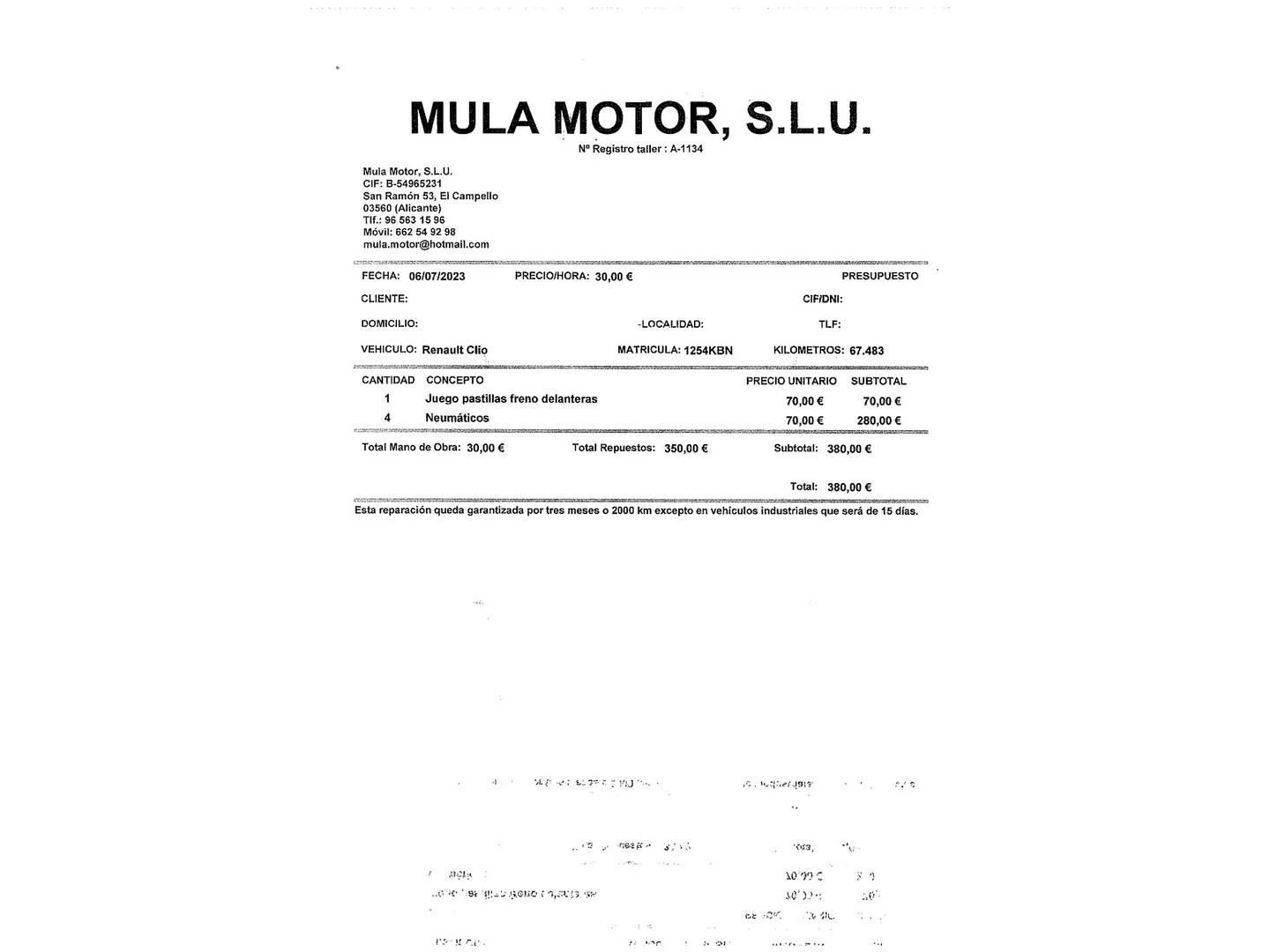 Foto del mantenimiento del Renault Clio Renault Clio Sport Tourer Zen Energy TCe (90 CV)