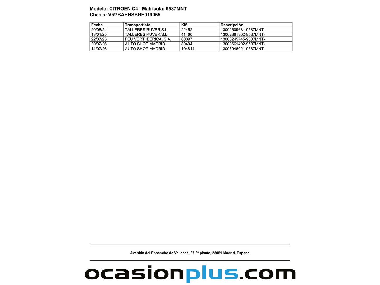 Foto del mantenimiento del Citroën C4 Citroën C4 PureTech 130 S&S Plus EAT8 (131 CV)