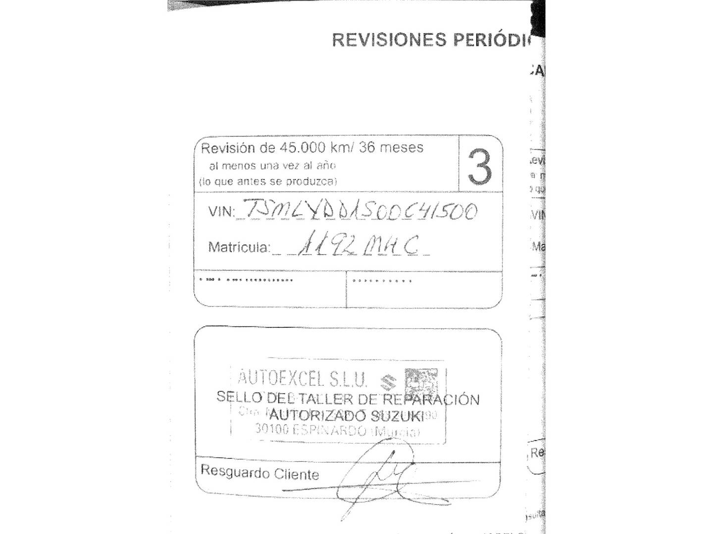 Foto del mantenimiento del Suzuki Vitara Suzuki Vitara 1.4 T Mild Hybrid GLE (129 CV)