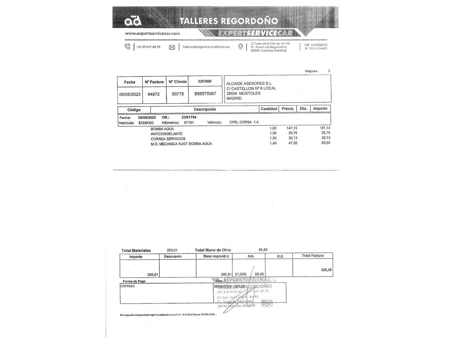 Foto del mantenimiento del Opel Corsa Opel Corsa Corsa 1.4 GLP Design Line (90 CV)