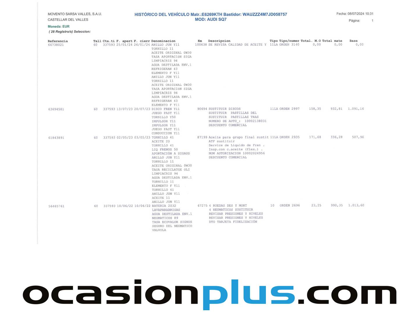 Foto del mantenimiento del Audi Q7 Audi SQ7 4.0 TDI quattro (435 CV) tiptronic 7 Plazas