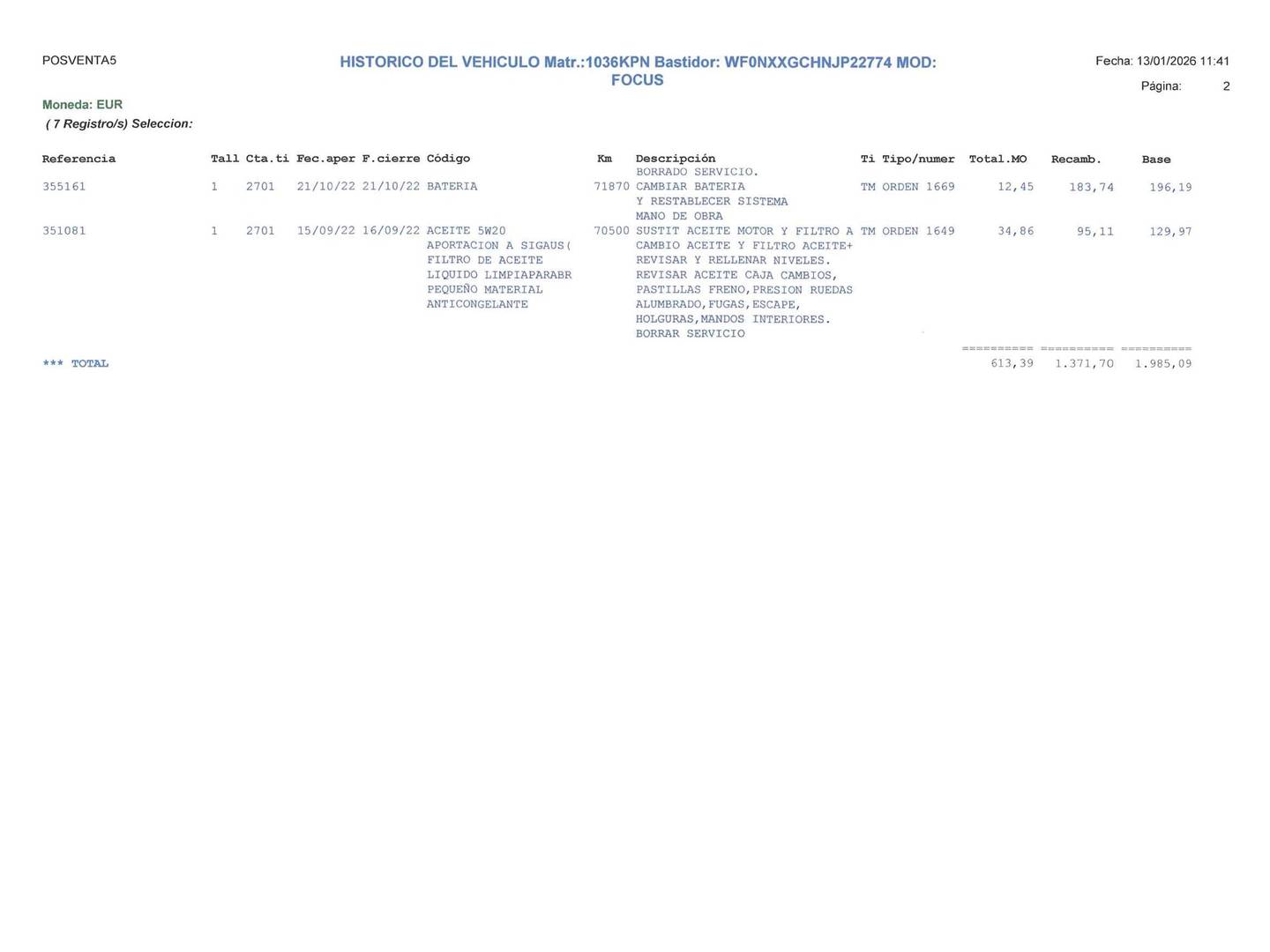 Foto del mantenimiento del Ford Focus Ford Focus 1.0 Ecoboost Trend+ (125 CV)