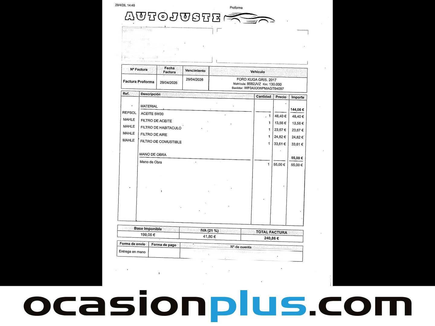 Foto del mantenimiento del Ford Kuga Ford Kuga 2.0 TDCI Business 4x2 S&S (150 CV)