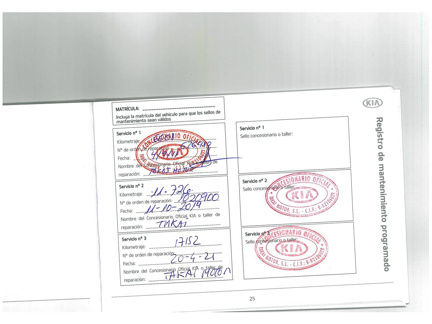 Foto del mantenimiento del KIA Rio KIA Rio 1.2 CVVT Tech (84 CV)
