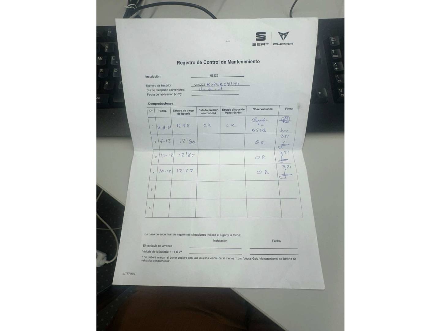 Foto del mantenimiento del Seat Arona Seat Arona 1.0 TSI S&S FR Plus (110 CV)