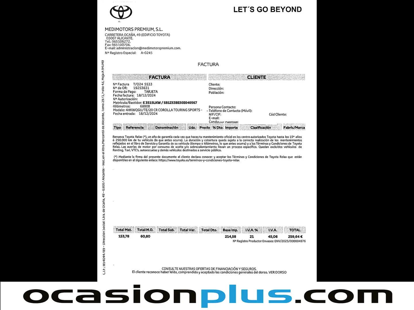 Foto Toyota Corolla Toyota Corolla Touring Sports 180H Feel! E-CVT (180 CV)