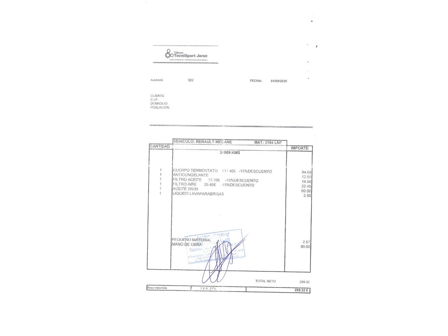 Foto del mantenimiento del Renault Mégane Renault Megane Intens TCe (115 CV) GPF