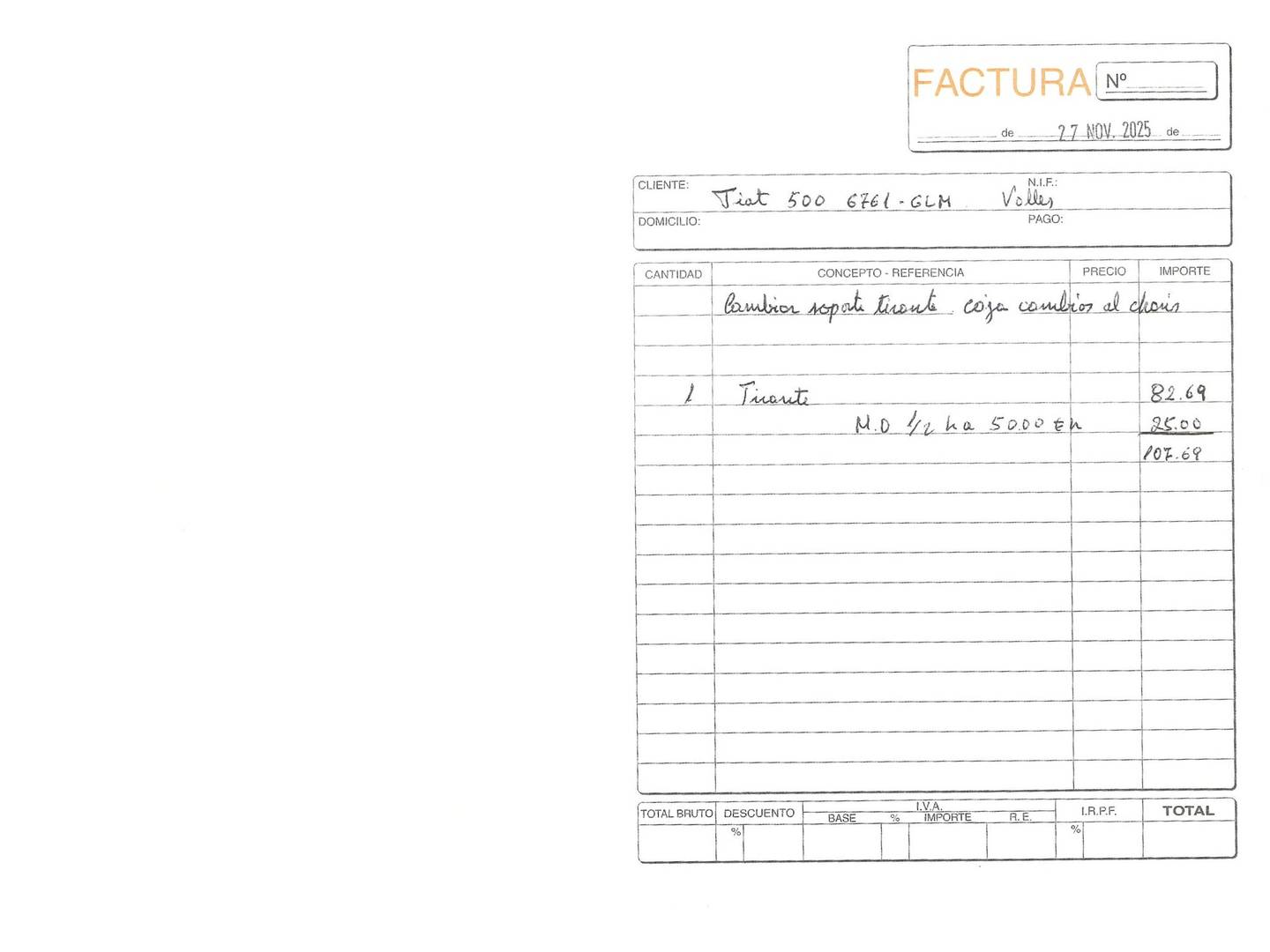 Foto del mantenimiento del Fiat 500 Fiat 500 1.2 Pop (69 CV)