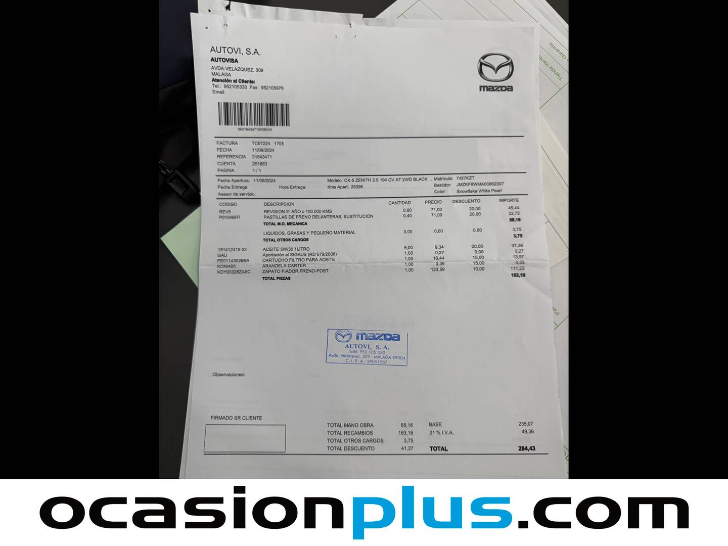 Foto del mantenimiento del Mazda CX-5 Mazda CX-5 2.5 G Zenith Safey Black Sky AT (194 CV)