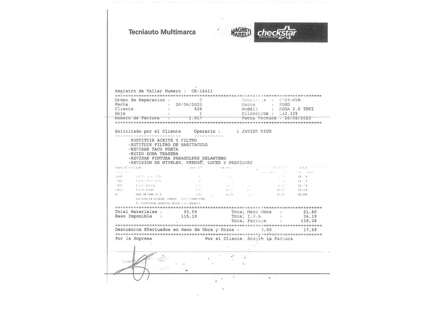 Foto del mantenimiento del Ford Kuga Ford Kuga 2.0 TDCI Titanium 4x4 Powershift (140 CV)