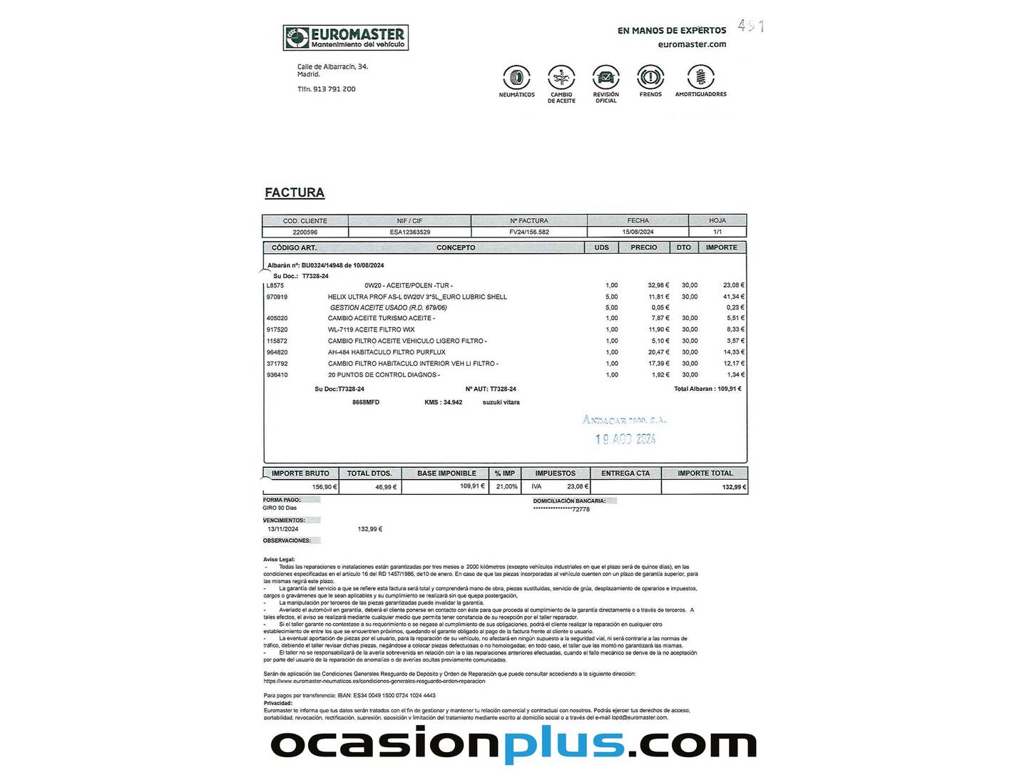 Foto del mantenimiento del Suzuki Vitara Suzuki Vitara 1.4 T Mild Hybrid GLE 4WD (129 CV)