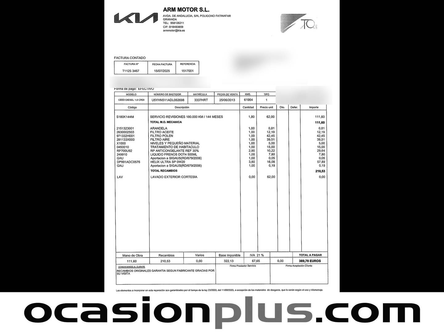 Foto del mantenimiento del KIA Ceed KIA Ceed 1.4 CVVT Drive (100 CV)
