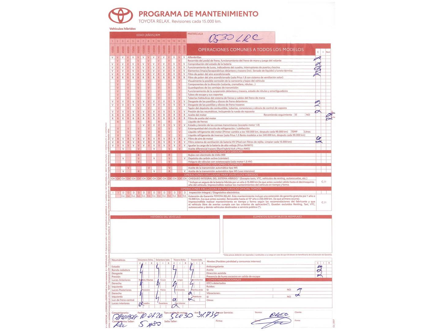 Foto del mantenimiento del Toyota Yaris Toyota Yaris 120H Active Tech (116 CV)