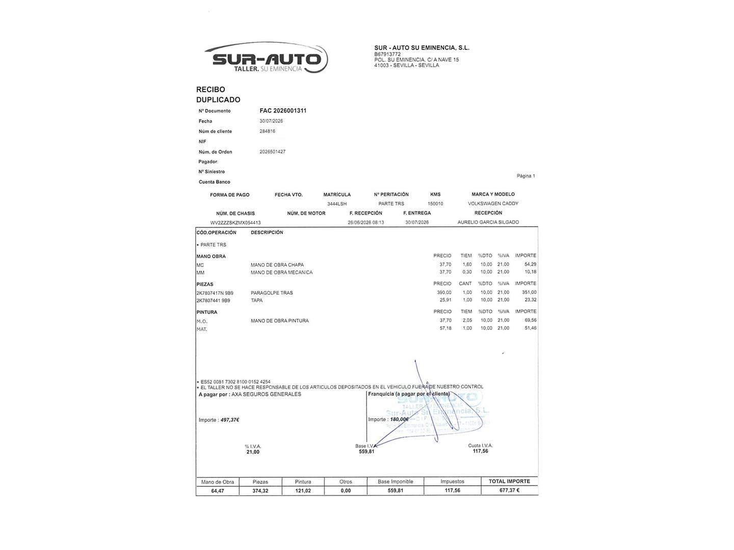 Foto del mantenimiento del Volkswagen Caddy Volkswagen Caddy 2.0 TDI (102 CV)