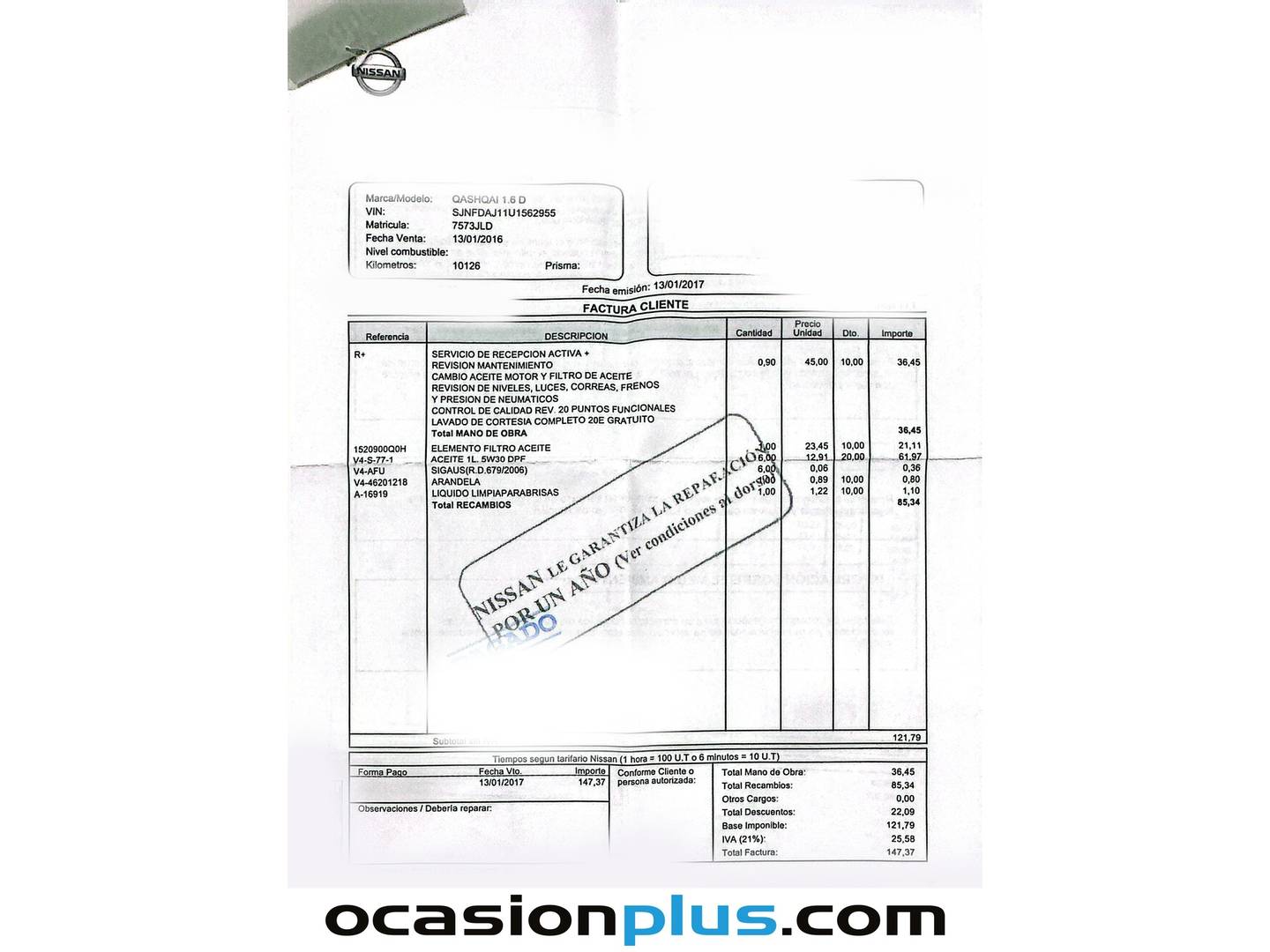 Foto del mantenimiento del Nissan QASHQAI Nissan Qashqai 1.6 dCi N-Connecta 4x2 (130 CV)