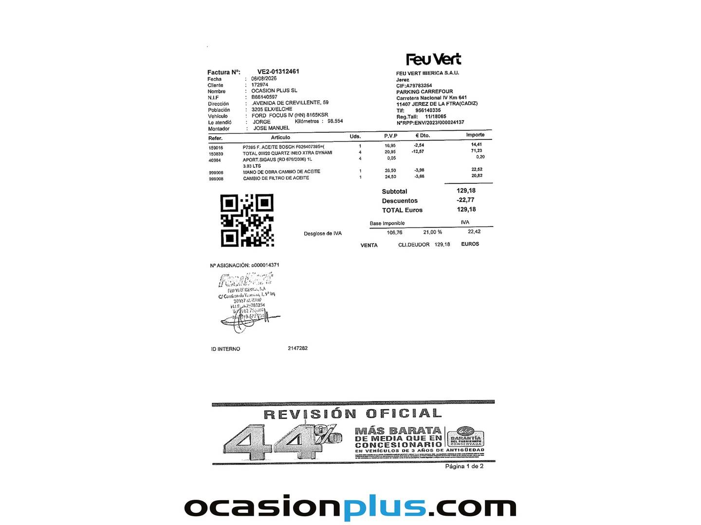 Foto del mantenimiento del Ford Focus Ford Focus 1.5 Ecoblue ST-Line Auto (120 CV)