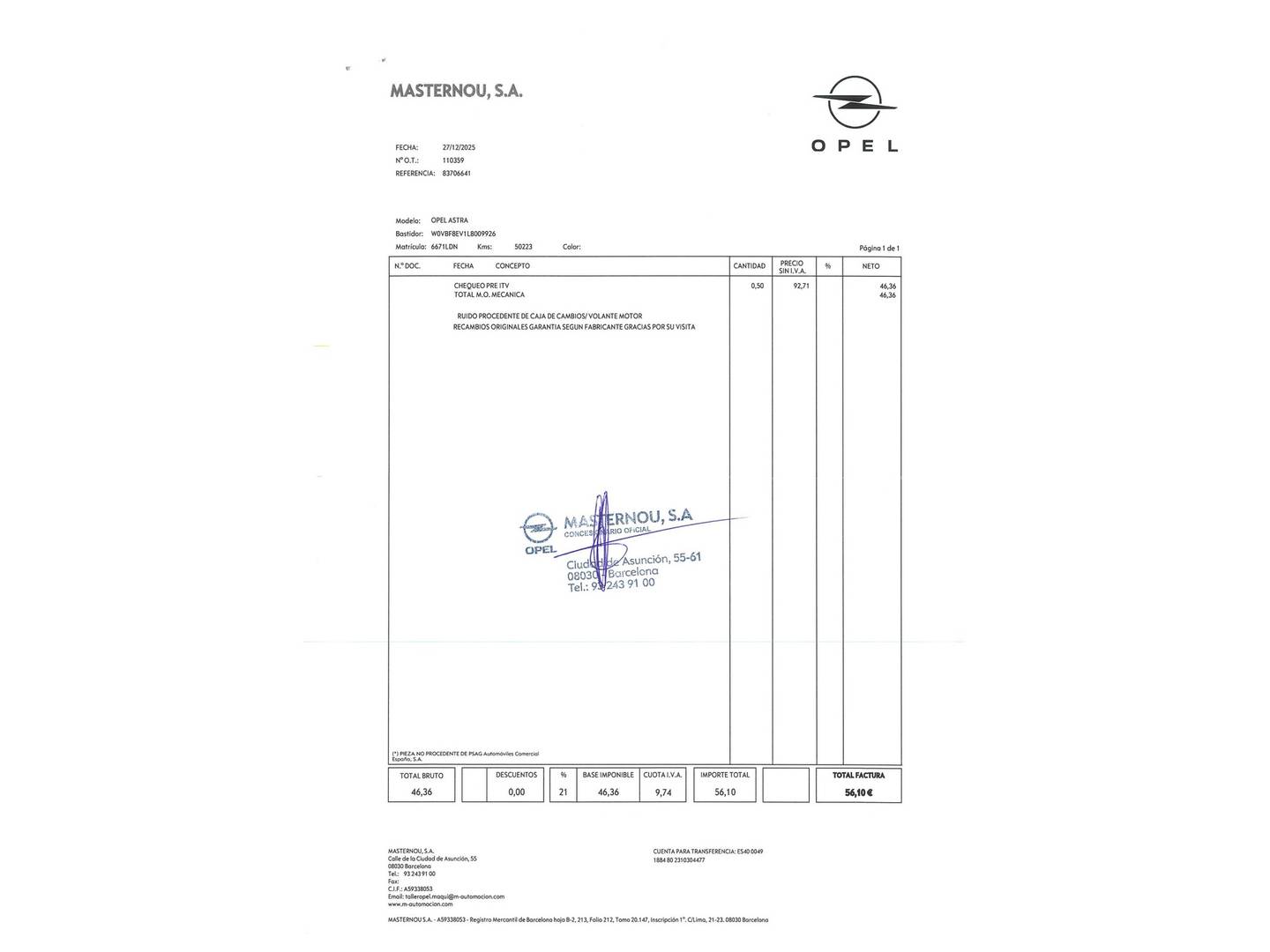 Foto del mantenimiento del Opel Astra Opel Astra Sports Tourer 1.5 D GS Line (122 CV)