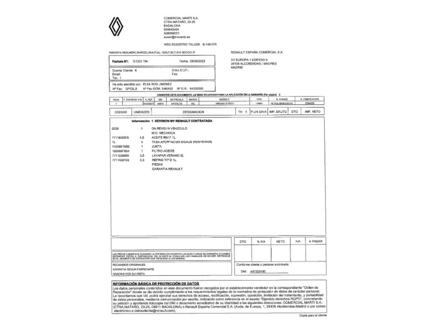 Foto del mantenimiento del Renault Arkana Renault Arkana RS Line E-Tech Híbrido (145 CV)