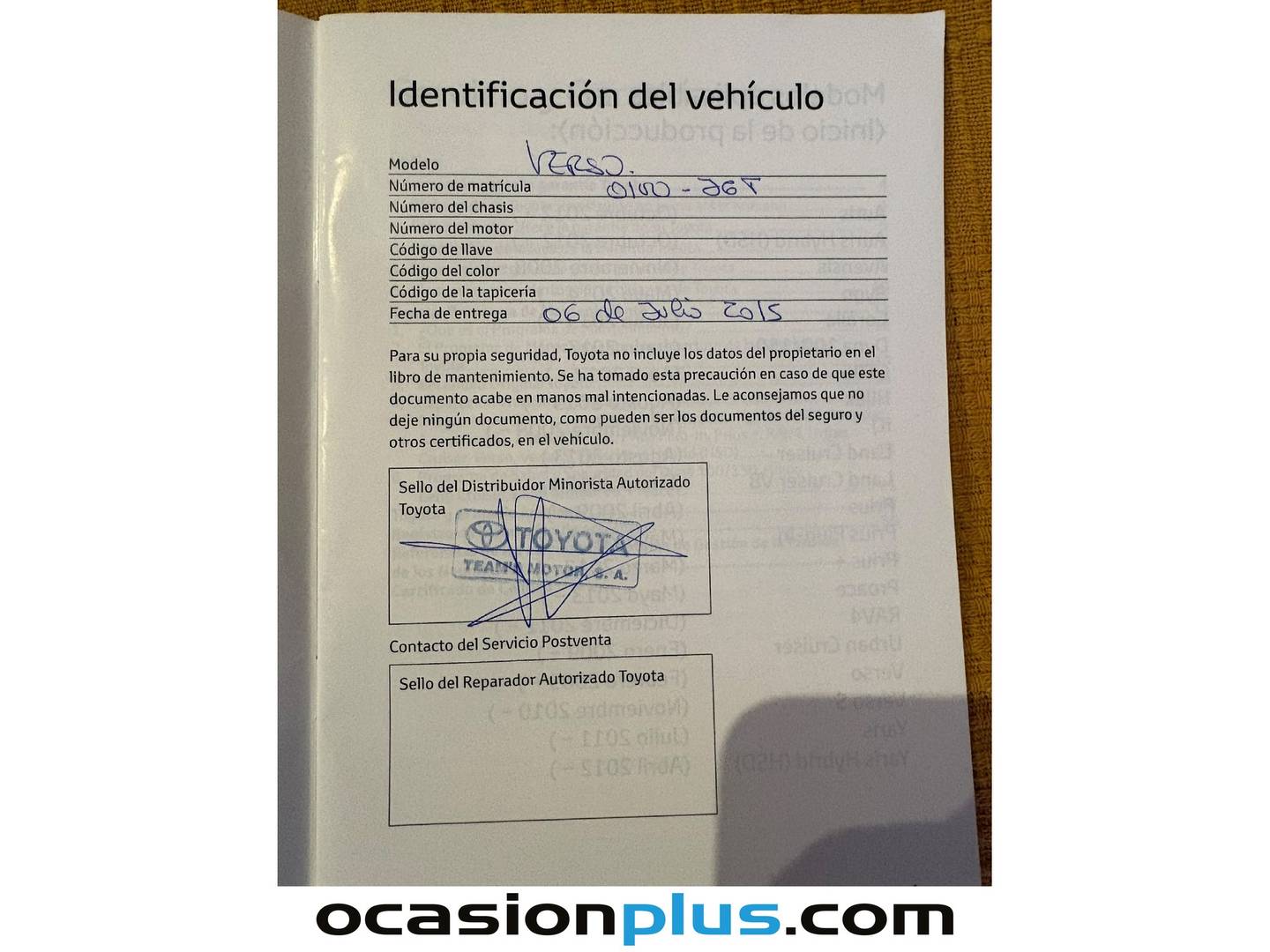 Foto del mantenimiento del Toyota Verso Toyota Verso 140 M-DRV Advance Multidrive (147 CV) 7 Plazas