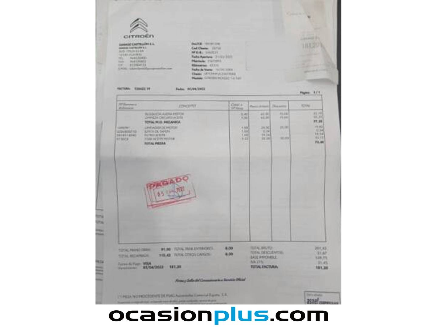 Foto del mantenimiento del Citroën Xsara Picasso Citroën Xsara Picasso 1.6i Exclusive (110 CV)
