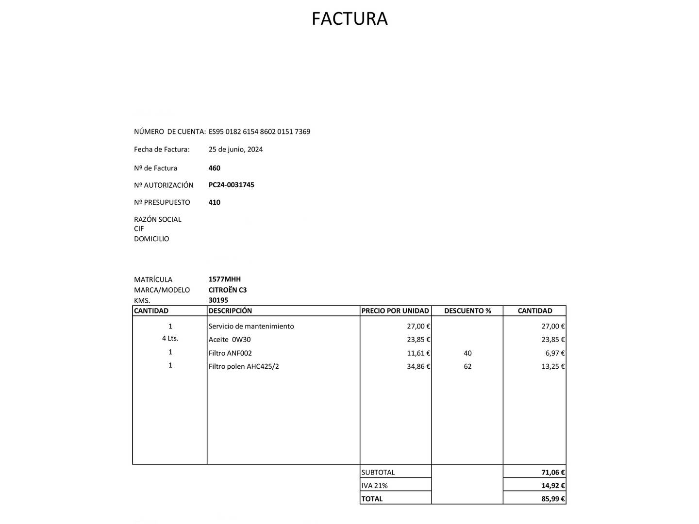 Foto del mantenimiento del Citroën C3 Citroën C3 PureTech 110 S&S Shine EAT6 (110 CV)
