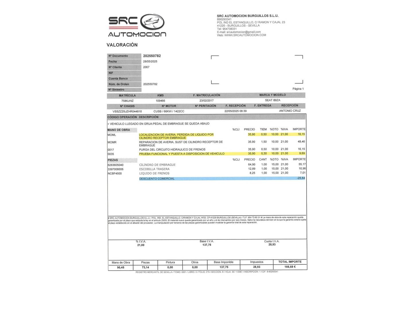 Foto del mantenimiento del Seat Ibiza Seat Ibiza 1.4 TDI Style Connect (90 CV)