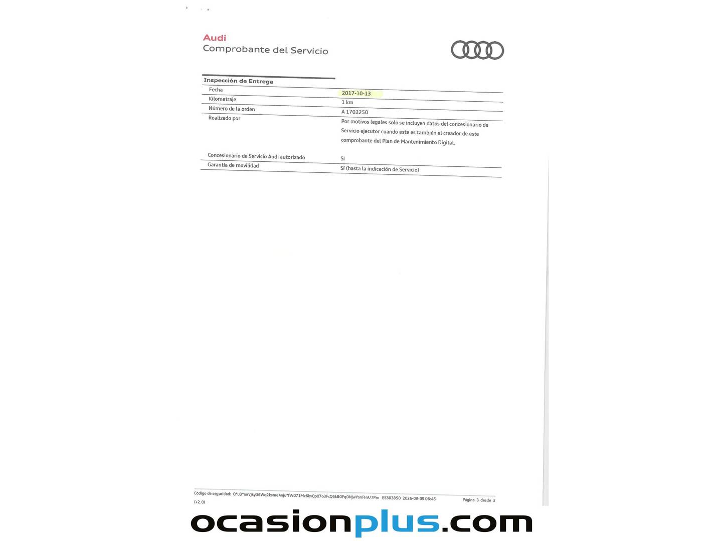 Foto del mantenimiento del Audi A1 Audi A1 Sportback Adrenalin 1.4 TDI (90 CV) Pack S Line