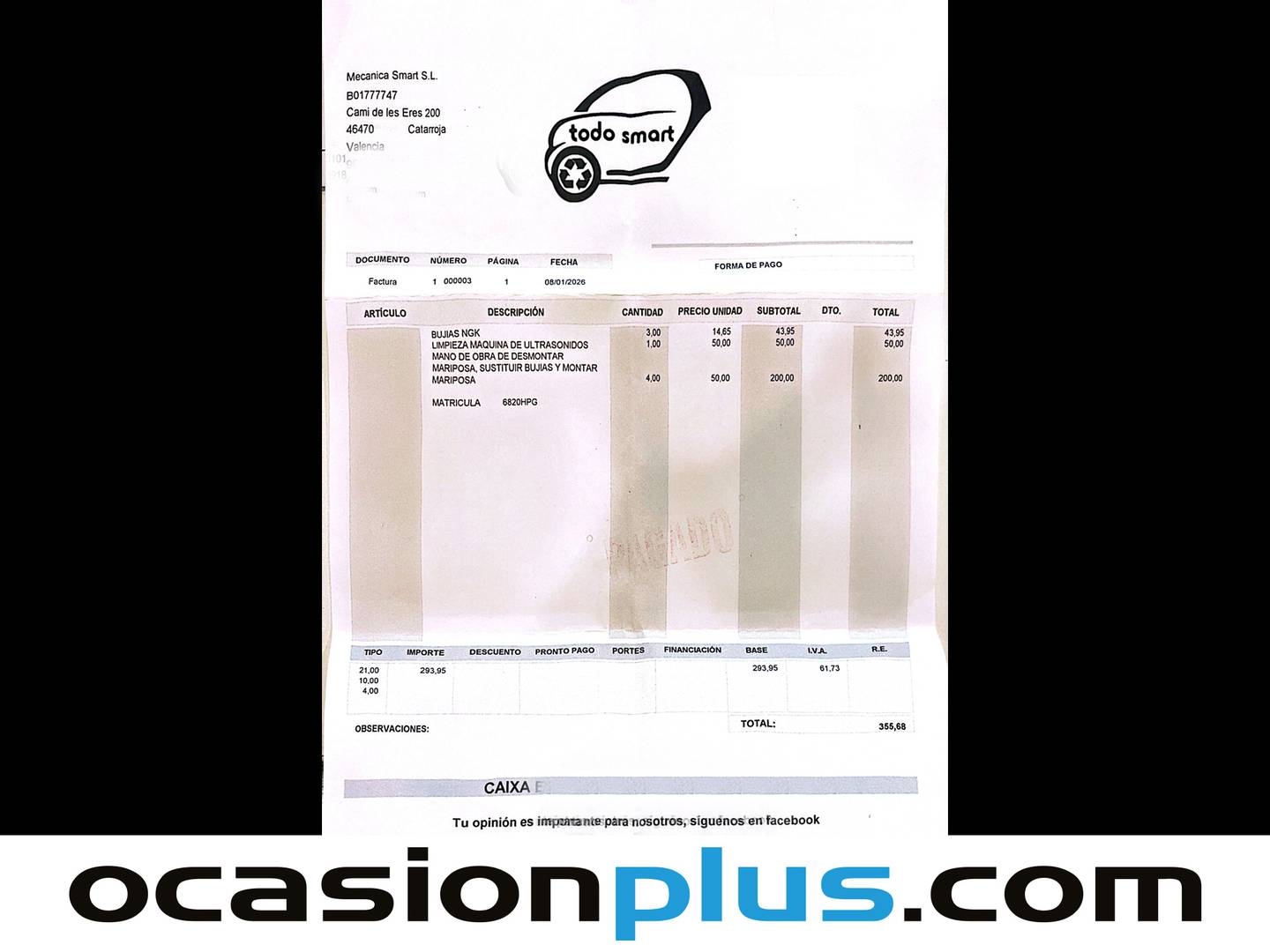 Foto del mantenimiento del Smart fortwo Smart ForTwo Coupe 52 mhd Passion (71 CV)