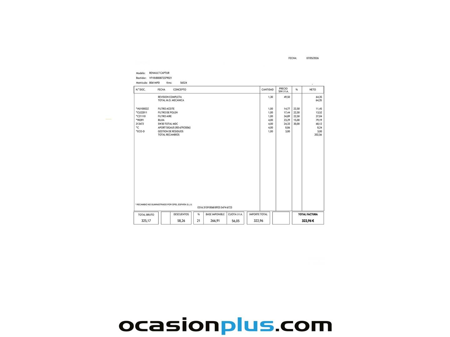 Foto del mantenimiento del Renault Captur Renault Captur Techno TCe (90 CV)
