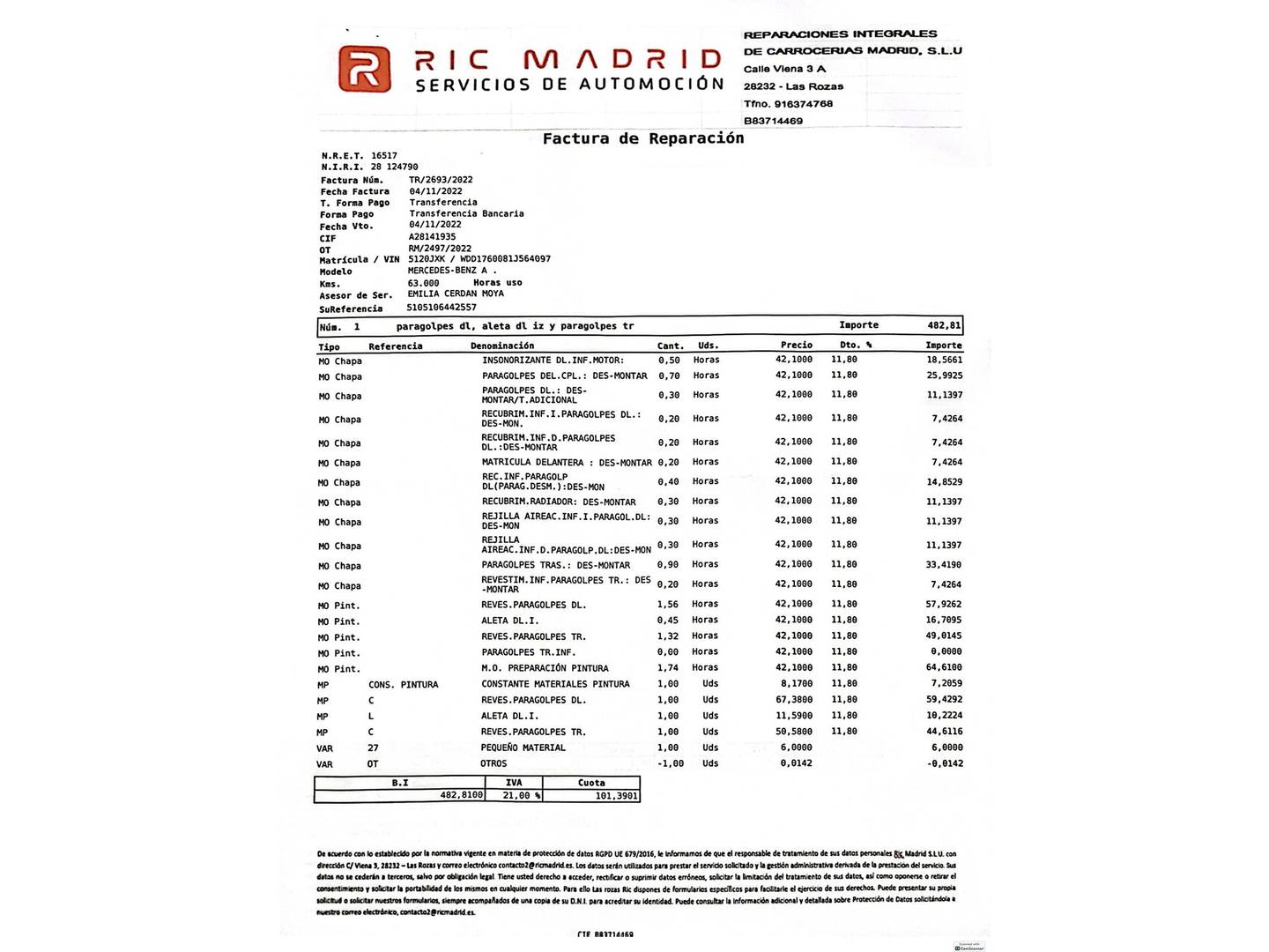 Foto del mantenimiento del Mercedes Clase A Mercedes Clase A 200 d (136 CV) Pack AMG