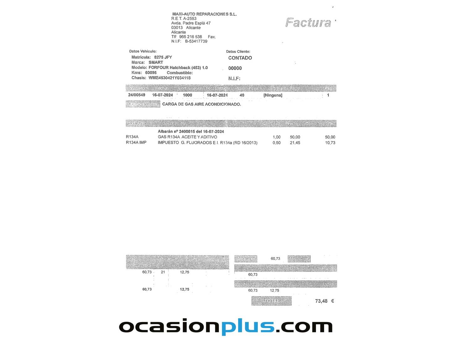 Foto del mantenimiento del Smart forfour Smart ForFour 52 Passion (71 CV)