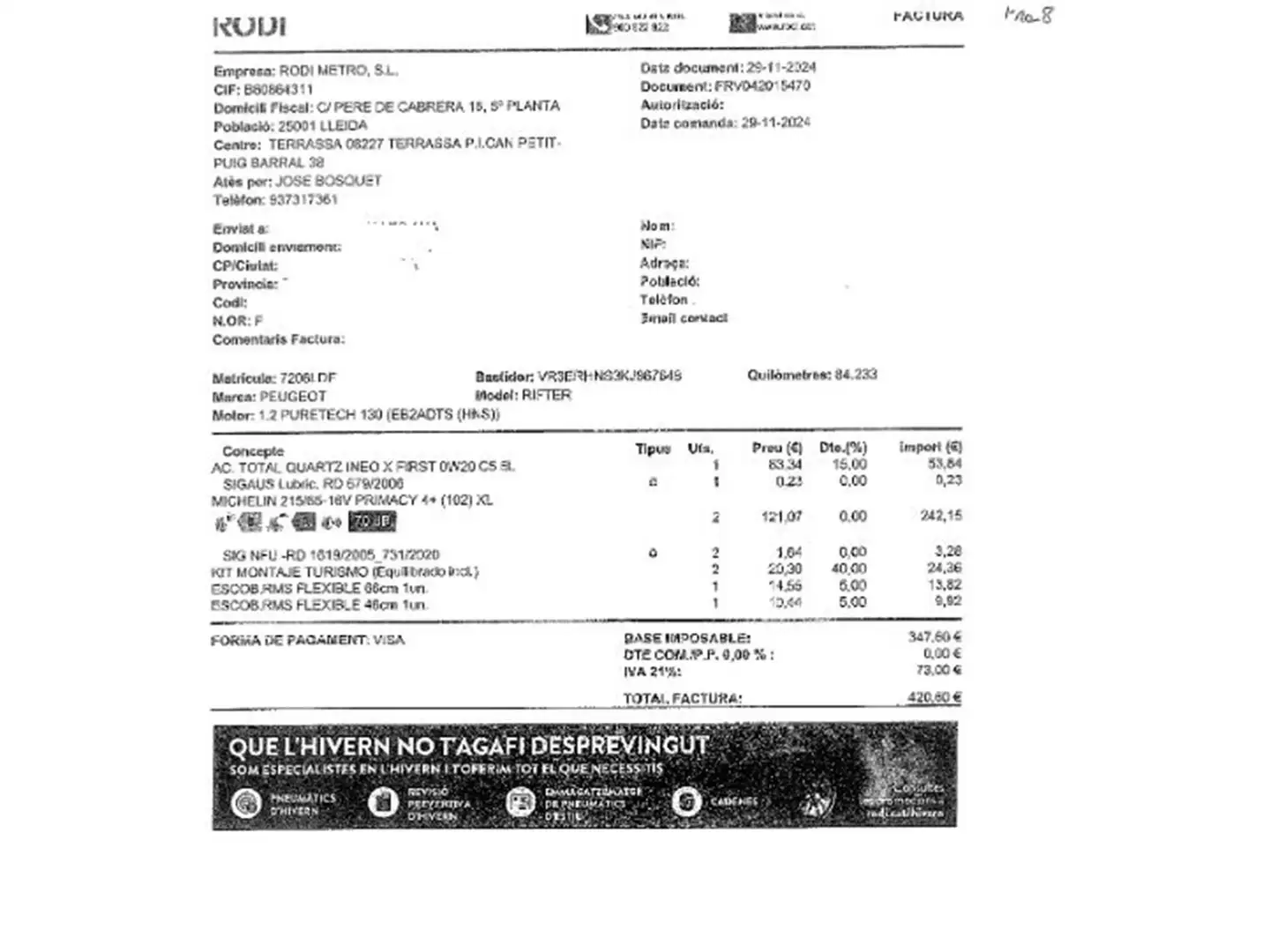 Foto Peugeot Rifter Peugeot Rifter Allure Standard PureTech EAT8 (130 CV)