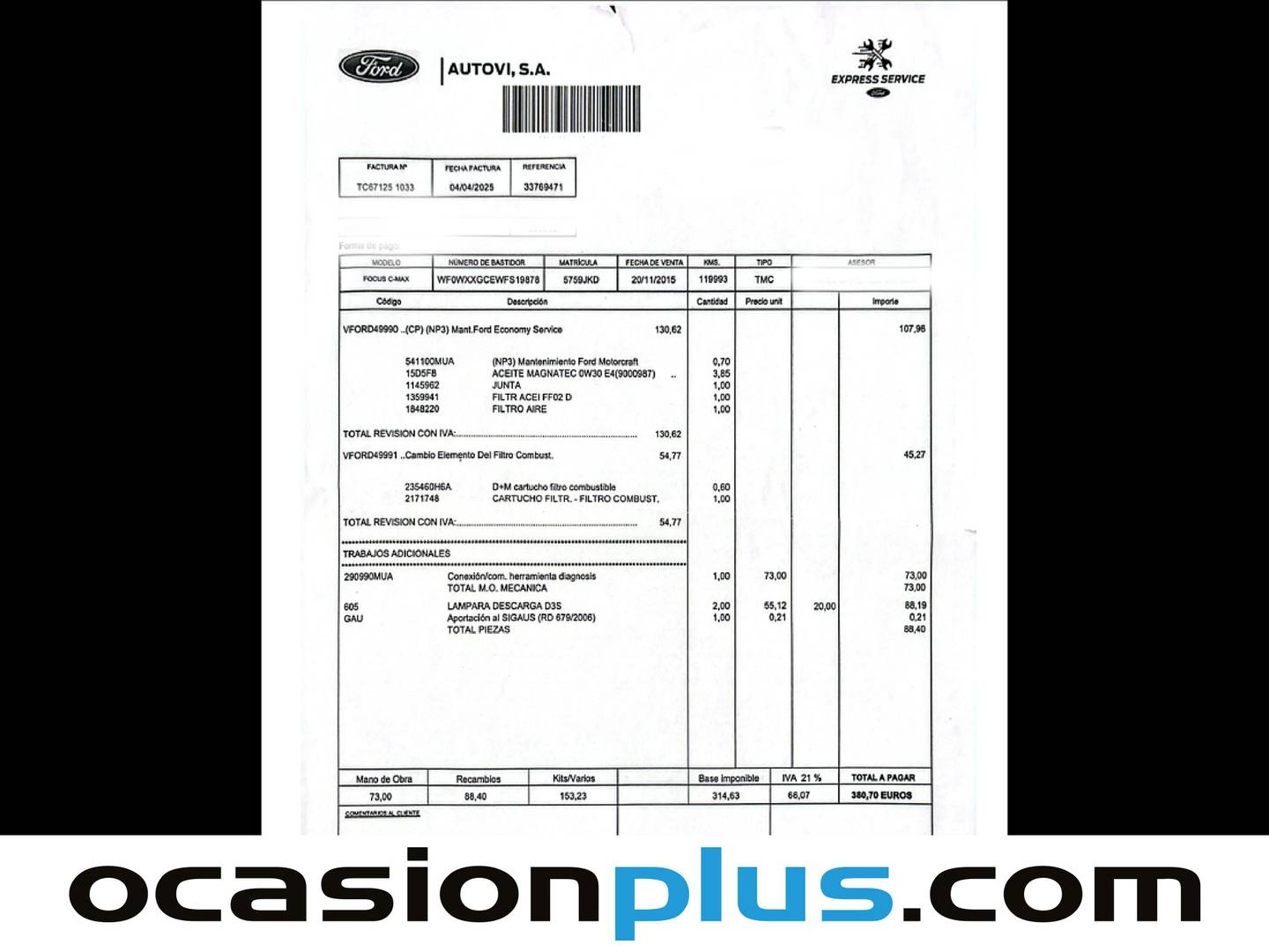 Foto del mantenimiento del Ford Grand C-Max Ford Focus C-Max 1.5 TDCi Titanium (120 CV) 7 Plazas
