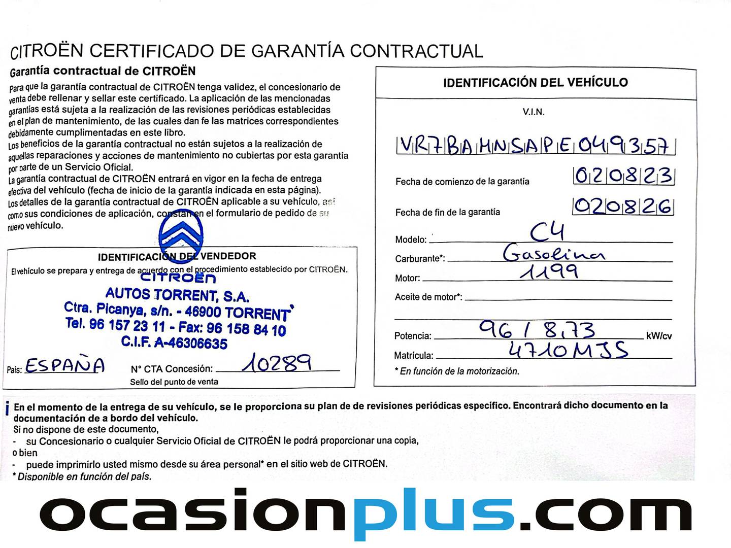 Foto del mantenimiento del Citroën C4 Citroën C4 PureTech 130 S&S Shine (130 CV)