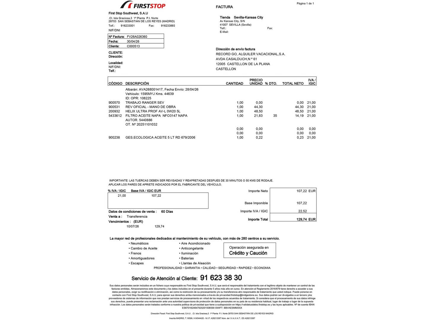 Foto del mantenimiento del Seat Ibiza Seat Ibiza 1.0 TSI S&S Xcellence (115 CV)